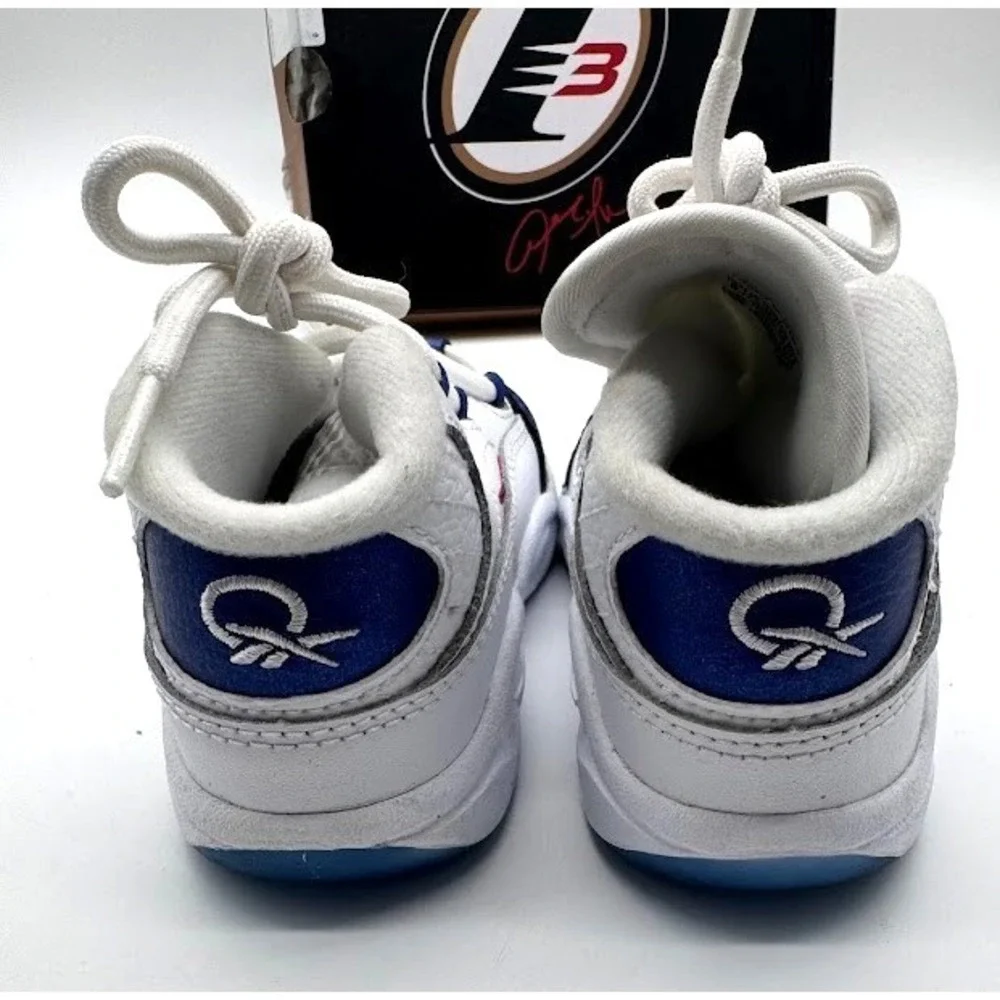 Reebok Question Mid Toddler Shoes White Blue GY8825 Infant Size 8 US Sneakers